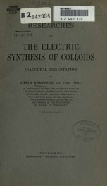 Researches on the electric syntesis of colloids_cover