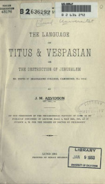 The language of Titus & Vespasian or The destruction of Jerusalem : ms. Pepys 37 (Magdalene College, Cambridge, N:o 2014)_cover