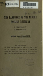 The language of the Middle English bestiary; I. Phonology, II. Inflection_cover