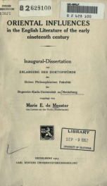 Oriental influences in the English Literature of the early nineteenth century_cover