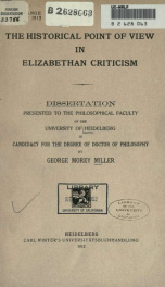 The historical point of view in Elizabethan criticism_cover