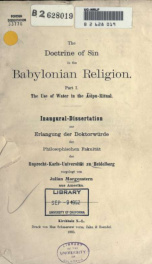 The doctrine of sin in the Babylonian religion : part 1, the use of water in the Asipu-ritual_cover