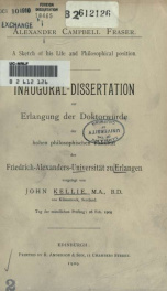 Alexander Campbell Fraser : a sketch of his life and philosophical position_cover