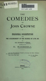 The comedies of John Crowne_cover