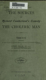 The sources of Richard Cumberland's comedy The Choleric Man_cover