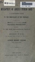 The development of Admetus pumilio Koch : a contribution to the embryology of the Pedipalpi_cover