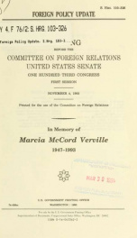 Foreign policy update : hearing before the Committee on Foreign Relations, United States Senate, One Hundred Third Congress, first session, November 4, 1993_cover