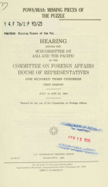 POWs/MIAs : missing pieces of the puzzle : hearing before the Subcommittee on Asian and the Pacific of the Committee on Foreign Affairs, House of Representatives, One Hundred Third Congress, first session, July 14 and 22, 1993_cover
