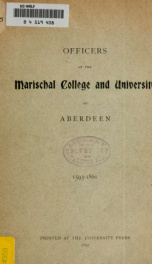 Officers of the Marischal college & university of aberdeen, 1593-1860_cover