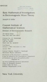 Basic mathematical investigations in electromagnetic wave theory. Final report. January 1, 1964 - December 31, 1968_cover