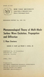 Phenomenological theory of multimode surface wave excitation, propagation and diffraction. I. Plane structures_cover