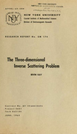 The three-dimensional inverse scattering problem_cover