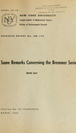 Some remarks concerning the Bremmer series_cover