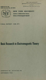 Basic research in electromagnetic theory. Final report_cover