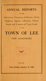 Report of the superintending school committee of the Town of Lee, N.H. for the year ending ._cover