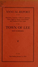 Report of the superintending school committee of the Town of Lee, N.H. for the year ending ._cover