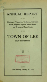 Report of the superintending school committee of the Town of Lee, N.H. for the year ending ._cover