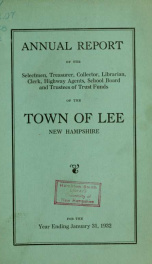 Report of the superintending school committee of the Town of Lee, N.H. for the year ending ._cover