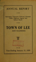 Report of the superintending school committee of the Town of Lee, N.H. for the year ending ._cover