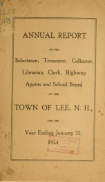 Report of the superintending school committee of the Town of Lee, N.H. for the year ending ._cover