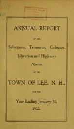 Report of the superintending school committee of the Town of Lee, N.H. for the year ending ._cover