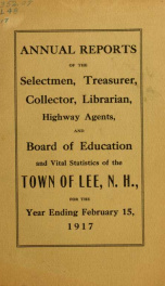 Report of the superintending school committee of the Town of Lee, N.H. for the year ending ._cover