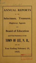 Report of the superintending school committee of the Town of Lee, N.H. for the year ending ._cover