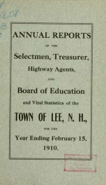 Report of the superintending school committee of the Town of Lee, N.H. for the year ending ._cover