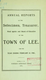 Report of the superintending school committee of the Town of Lee, N.H. for the year ending ._cover