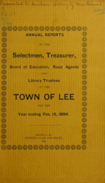 Report of the superintending school committee of the Town of Lee, N.H. for the year ending ._cover