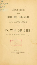 Report of the superintending school committee of the Town of Lee, N.H. for the year ending ._cover