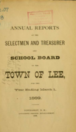 Report of the superintending school committee of the Town of Lee, N.H. for the year ending ._cover