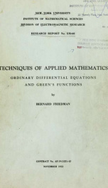 Techniques of applied mathematics, ordinary differential equations and Green's functions_cover