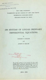 On systems of linear ordinary differential equations_cover