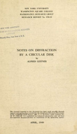 Notes on diffraction by a circular disk_cover