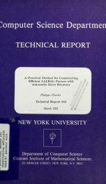 A practical method for constructing efficient LALR(k) parsers with automatic error recovery_cover