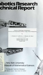 Control of multifinger manipulation: theoretical and experimental studies using a planar manipulator_cover
