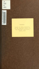 Speech of Judge Chambers, on the judicial tenure, in the Maryland convention, April, 1851_cover