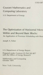 The optimization of horizontal microcode within and beyond basic blocks: an application of processor scheduling with resources_cover