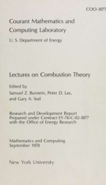 Lectures on combustion theory; lectures given in a seminar held during spring semester 1977 at the Courant Institute. Ed_cover
