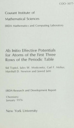 Ab initio effective potentials for atoms of the first three rows of the periodic table_cover