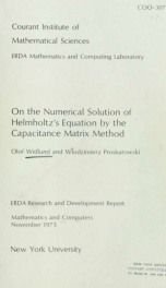 On the numerical solution of Helmholtz's equation by the capacitance matrix method_cover
