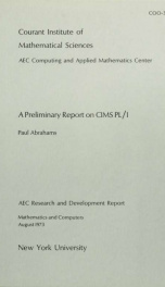 A preliminary report on CIMS PL/I_cover