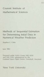 Methods of sequential estimation for determining initial data in numerical weather prediction_cover