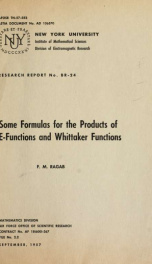 Some formulas for the products of E-functions and Whittaker functions_cover