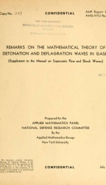 Remarks on the mathematical theory of detonation and deflagration waves in gases_cover