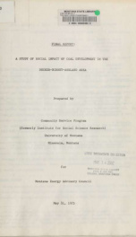 Final report : a study of social impact of coal development in the Decker-Birney-Ashland area 1975_cover