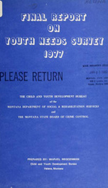 Final report on youth needs survey, 1977 1978_cover