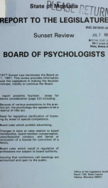 Report to the Legislature, sunset review, Board of Psychologists 1980_cover