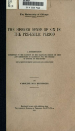 The Hebrew sense of sin in the pre-exilic period_cover